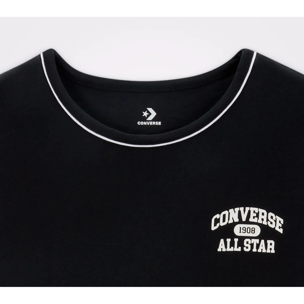 Converse All Star Ringer Top Cropped T-Shirt  Black‎ 90s Popstar Relaxed Small - Picture 3 of 5